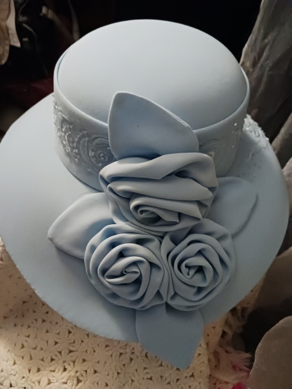 Elegant Blue Floral Women's Hat